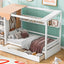 Twin Size House Bed with Two Drawers and Wardrobe - White