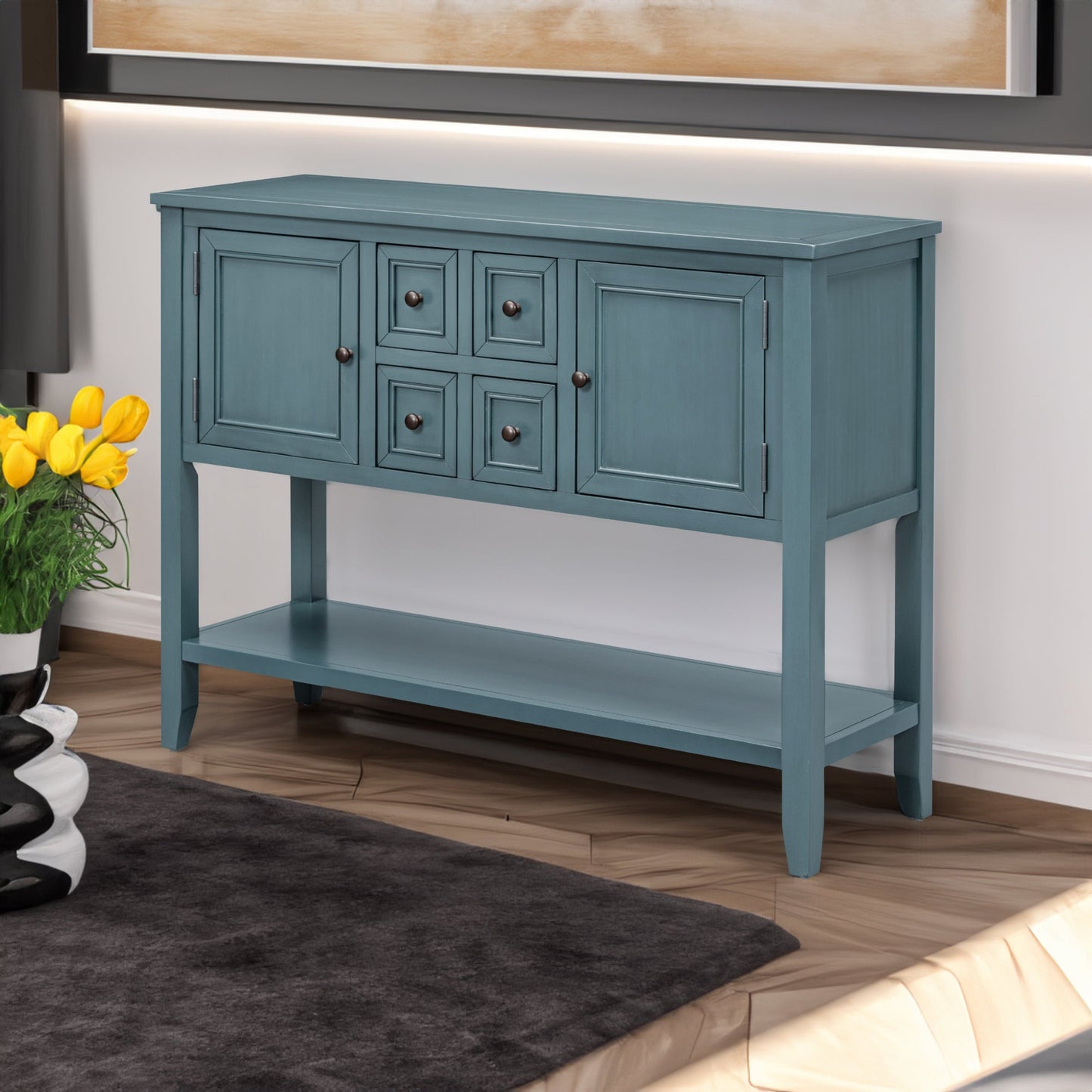REXM Cambridge Series Retro Console Desk with Storage