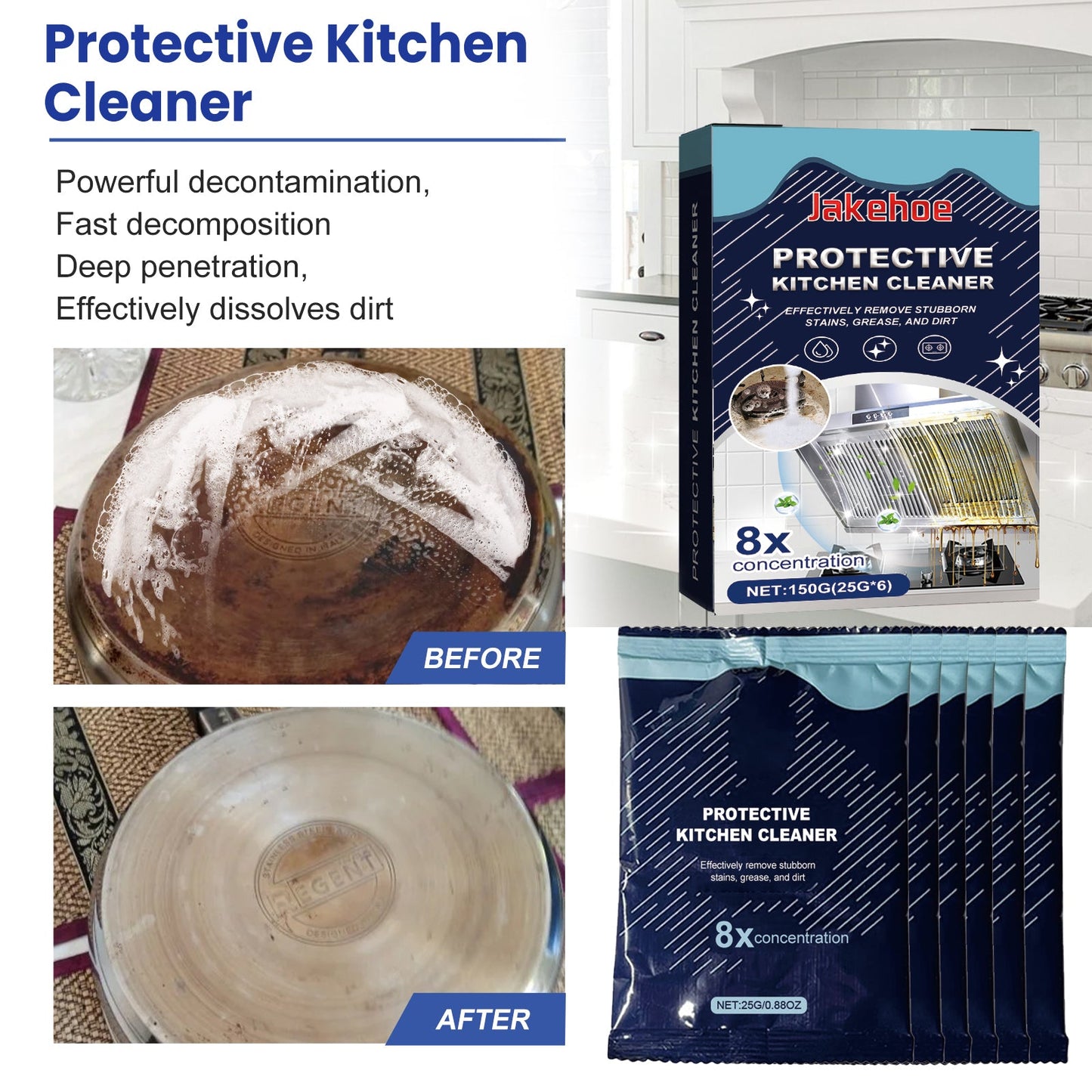 Kitchen Cleaning Detergent Powder, Stove Hood Kitchen Utensils Heavy Oil Cleaning Decontamination Detergent - Korvel