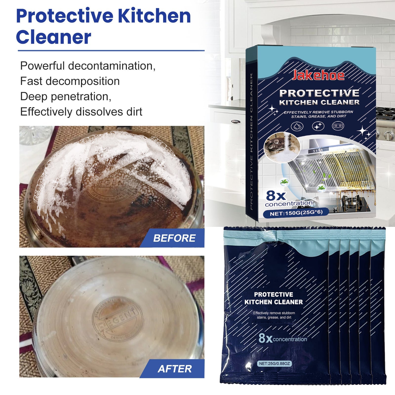Kitchen Cleaning Detergent Powder, Stove Hood Kitchen Utensils Heavy Oil Cleaning Decontamination Detergent - Korvel