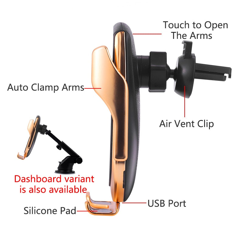 Support de chargeur sans fil de voiture premium pour iPhone - Charge rapide avec pince automatique