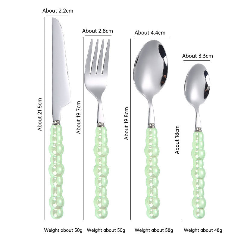 Ensemble de couverts élégant avec poignées en perles - Couverts en acier inoxydable