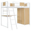 Lit mezzanine taille twin avec bureau en L et armoire - Blanc
