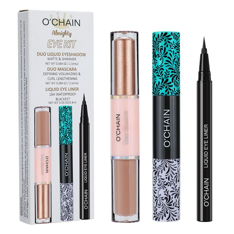 Ensemble Cosmétique Premium O'CHAI : Mascara, Eyeliner et Fard à Paupières
