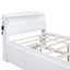 Full Size Platform Bed with Storage LED Headboard  Twin Size Trundle and 3 Drawers White - Korvel