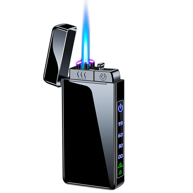 Gas electric triple fire metal windproof inflatable charging lighter personalized and creative trendy gift for boyfriend - Korvel