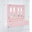Twin over Twin House Bunk Bed with Roof , Window, Window Box, Door , with Safety Guardrails and Ladder, Pink/White - Korvel