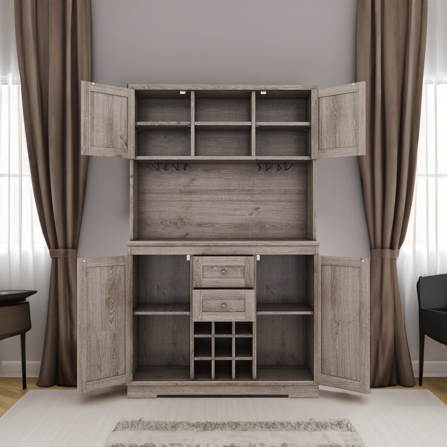 Coffee bar cabinets, kitchen cabinets with storage rooms, farmhouse wine cabinets with drawer racks and cabinets, dining cabinet - Korvel