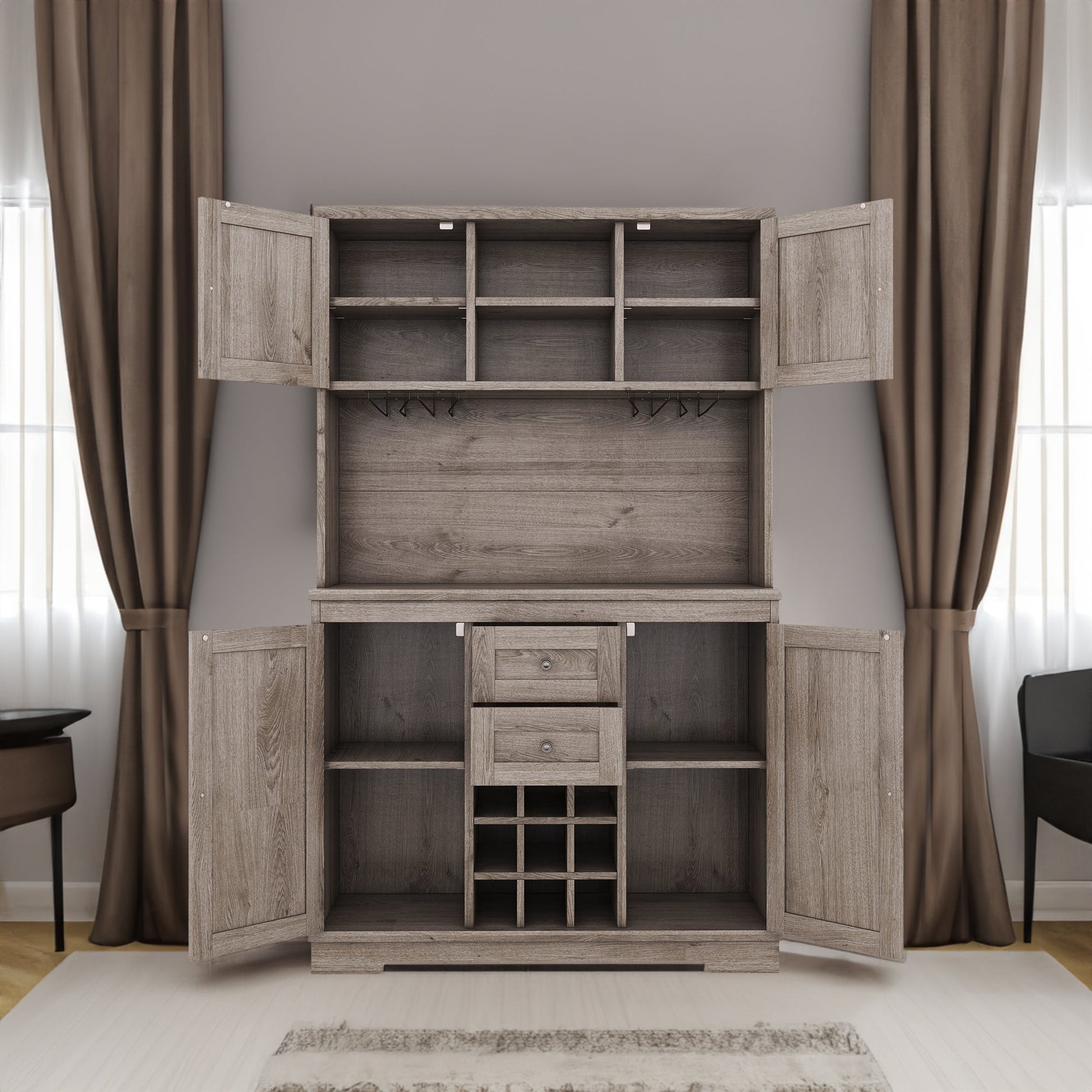 Coffee bar cabinets, kitchen cabinets with storage rooms, farmhouse wine cabinets with drawer racks and cabinets, dining cabinet - Korvel