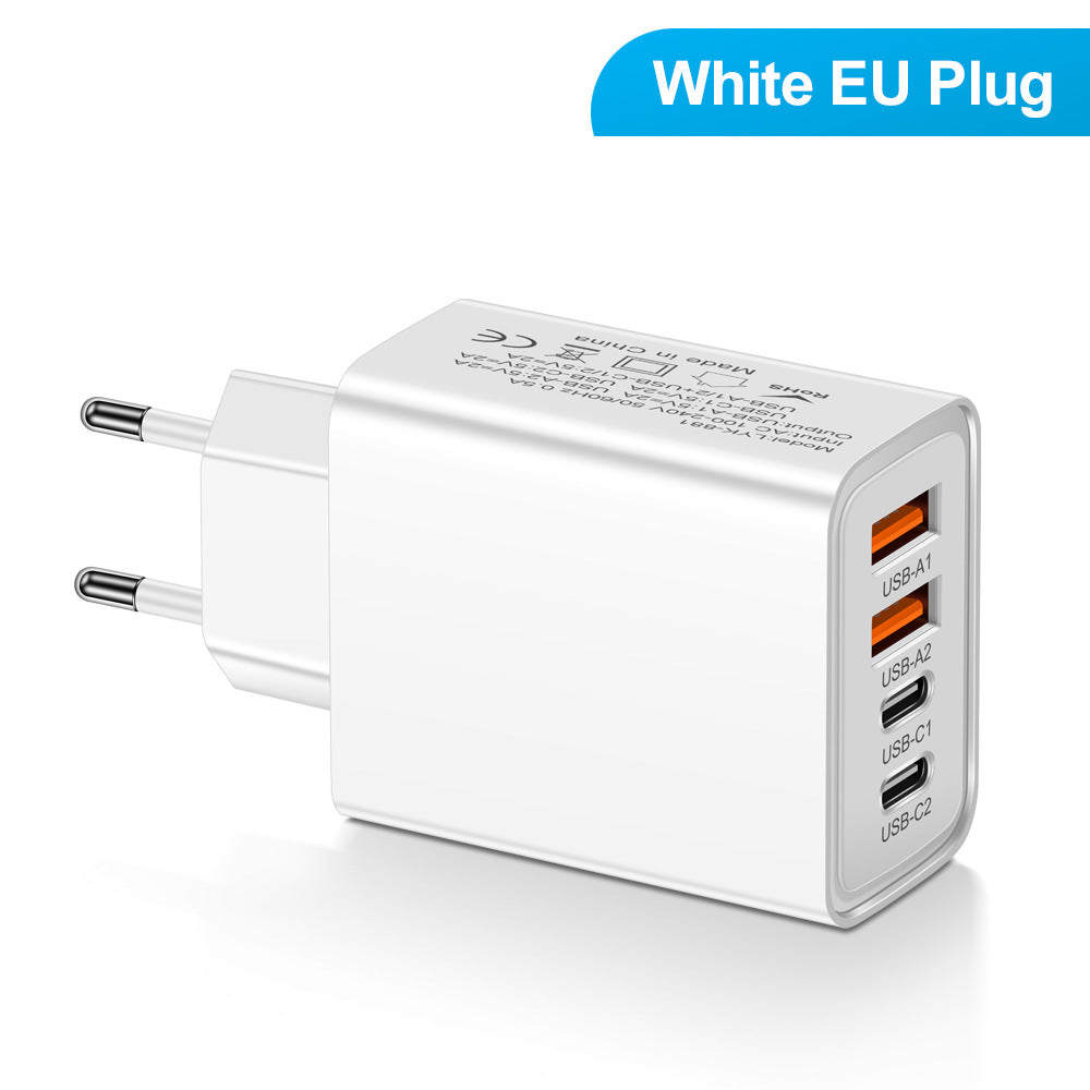 2.4A 2PD+2USB mobile phone charger charging head, American standard, European standard, British standard, travel charging head - Korvel
