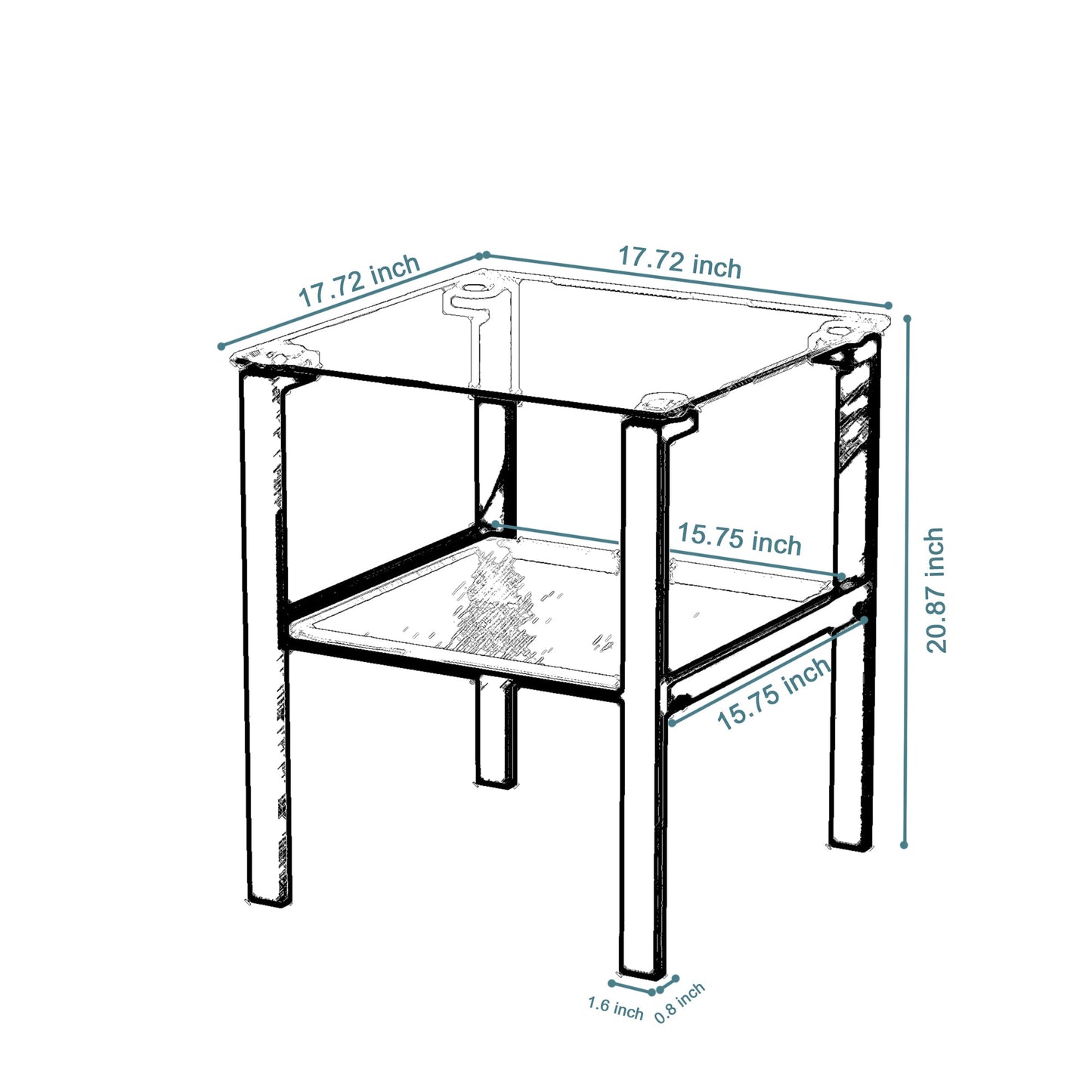 Glass two layer tea table, small round table, bedroom corner table, living room black side table - Korvel