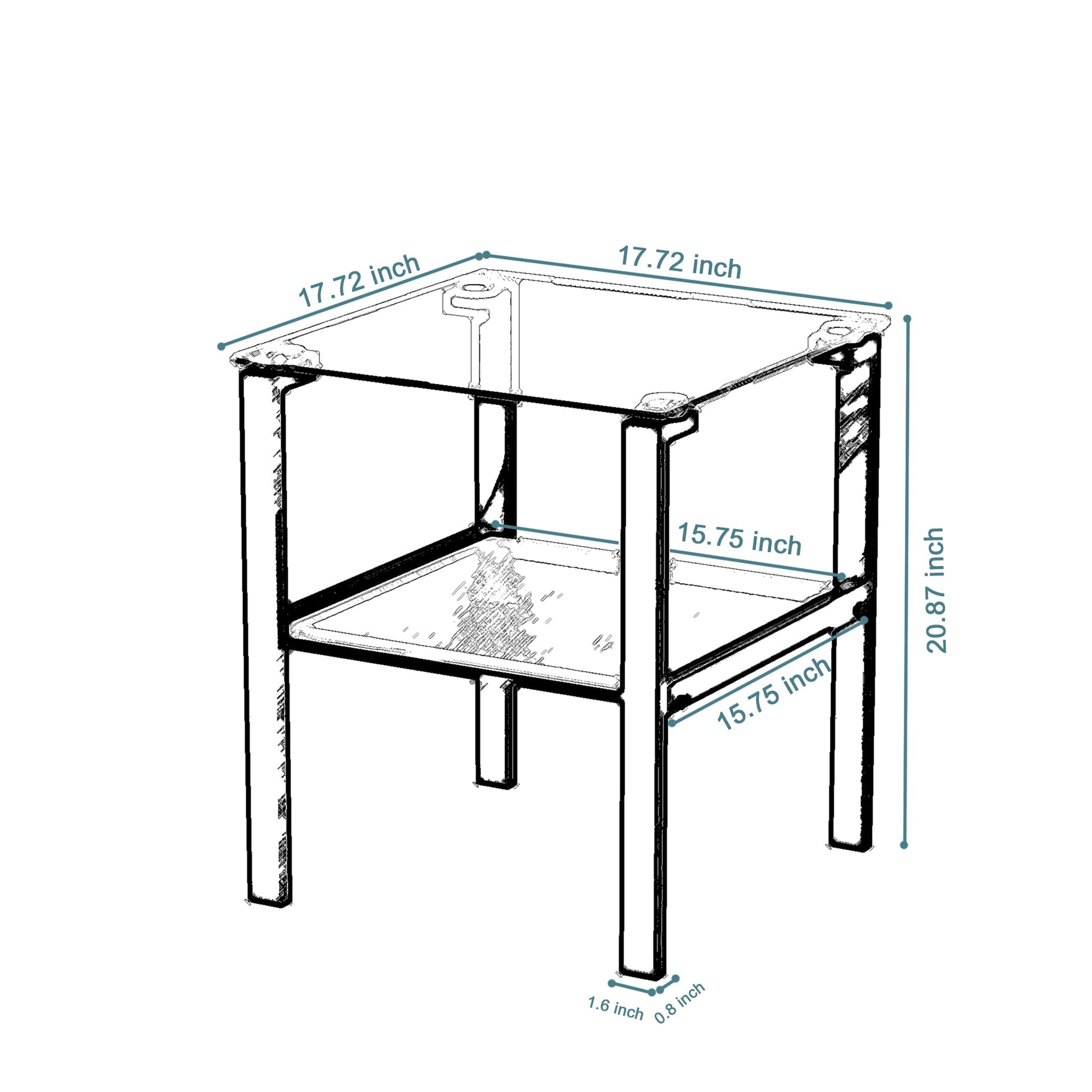 Glass two layer tea table, small round table, bedroom corner table, living room black side table - Korvel