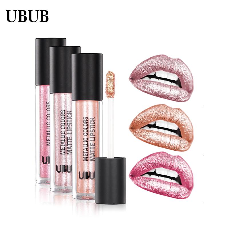 UBUB 12 Colors Glitter Metallic Lip Gloss Matte Waterproof Lip Stick Moisturizing Liquid Lipstick Makeup Cosmetic - Korvel