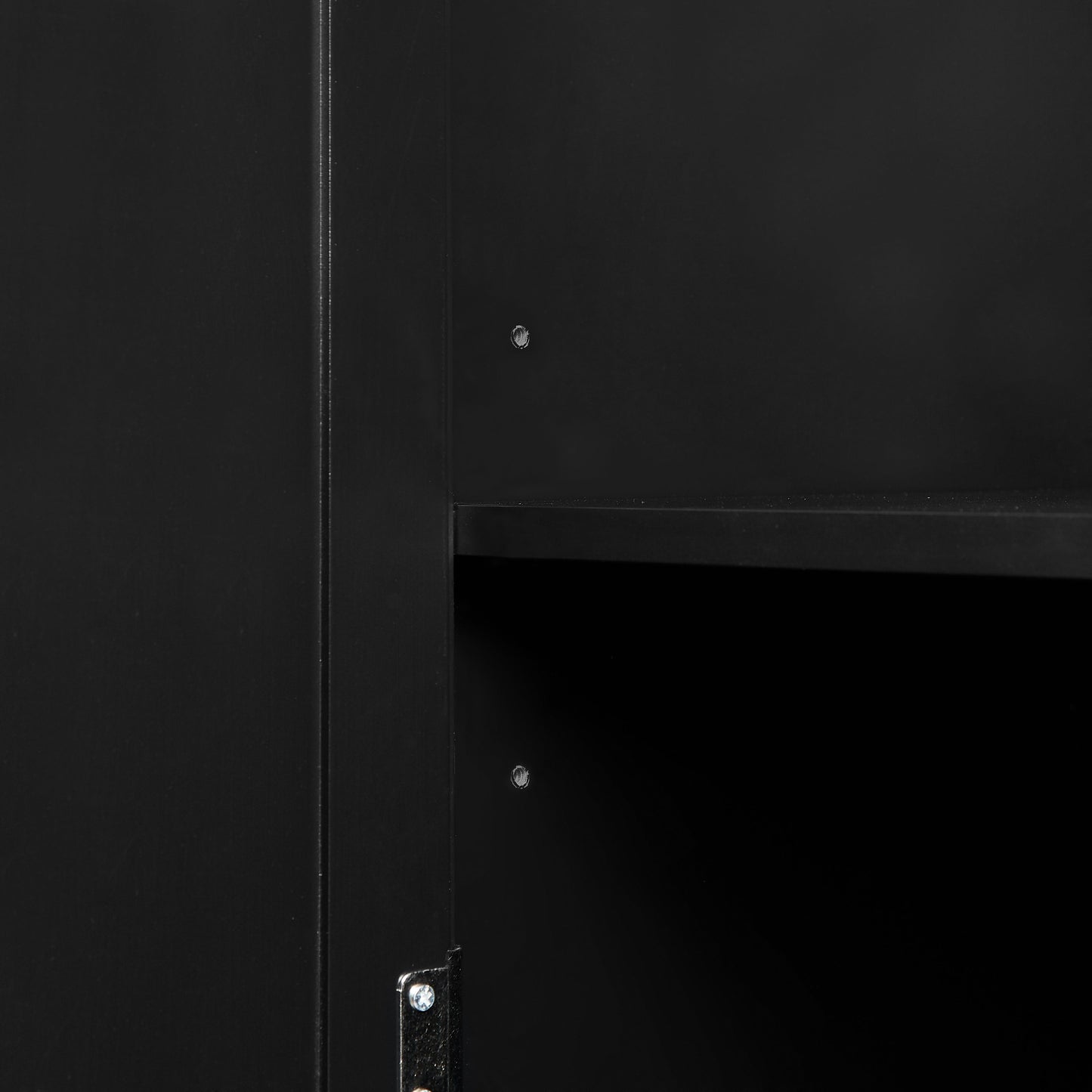 Tall Storage Cabinet with Two Drawers for Bathroom/Office, Black - Korvel