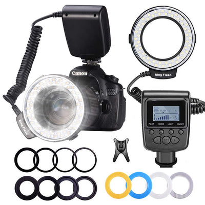 MAMEN 48 Macro LED Ring Flash Light With 8 Adapter Ring For Nikon Canon Pentax Olympus Panasonic Camera DSLR Ring Flash Kit - Korvel