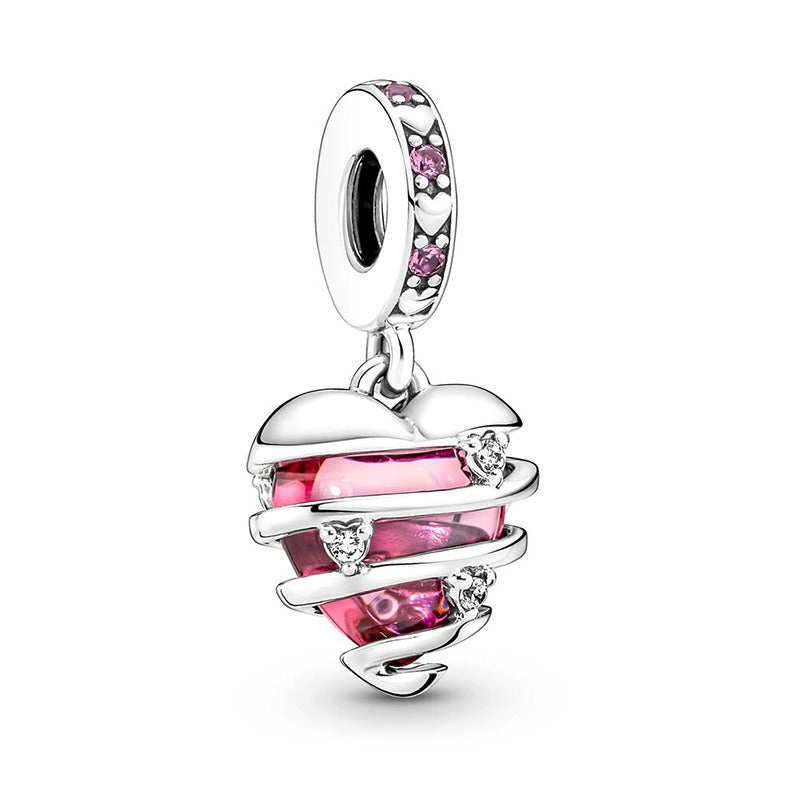 S925 sterling silver eternal confession double surround heart small motorcycle DIY accessories - Korvel