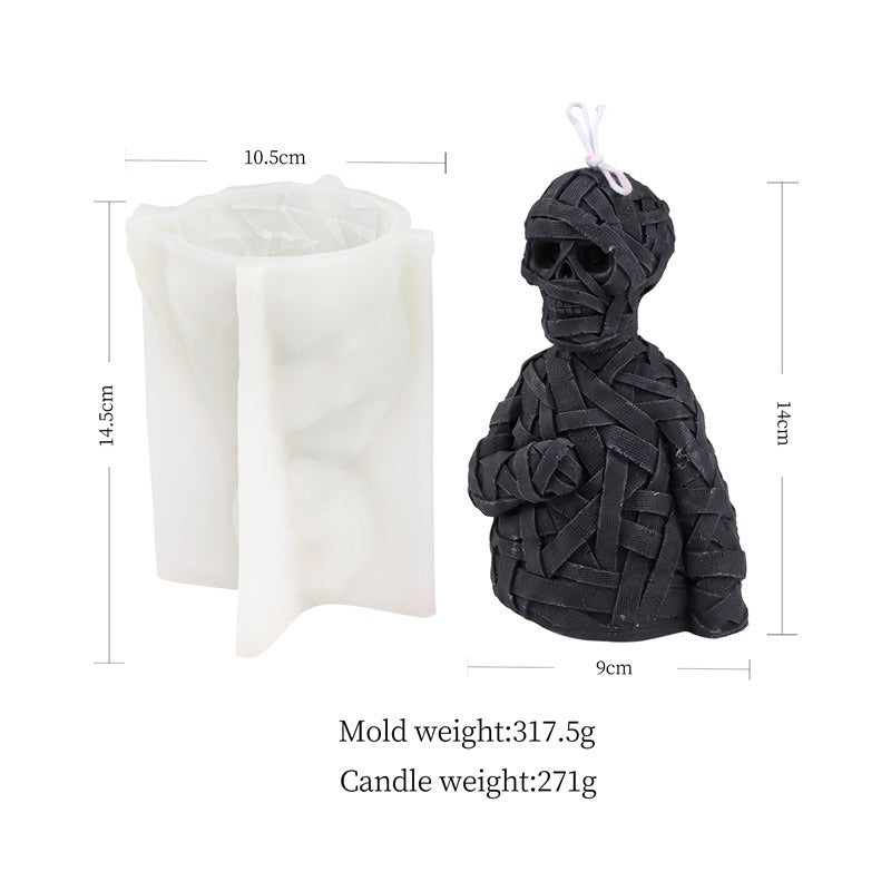 Gauze Zombie Skull Halloween Silicone Candle Mold Aromatherapy Plaster Holiday Atmosphere Decoration - Korvel