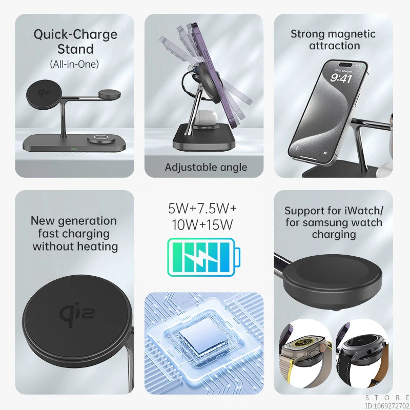 Support de charge sans fil QI2 multi-fonctionnel premium