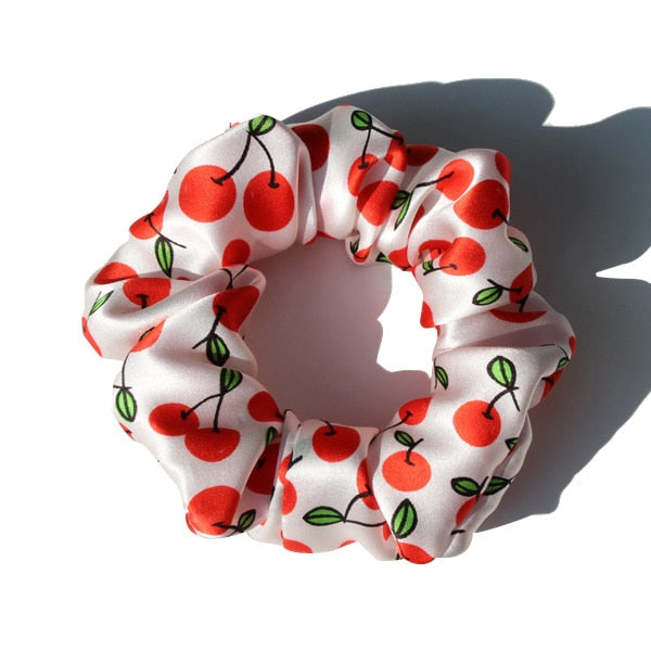 Pure Silk Large Scrunchies Ropes Hair Bands Ties Elastics Ponytail Holders for Women Girls Hair Accessories 19 Momme 3.5CM - Korvel