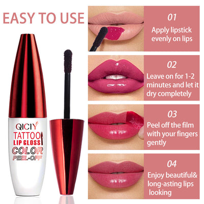 4-color tear off lip gloss is easy to color, moisturizes and lasts for a long time without sticking to the cup tear off lip gloss - Korvel