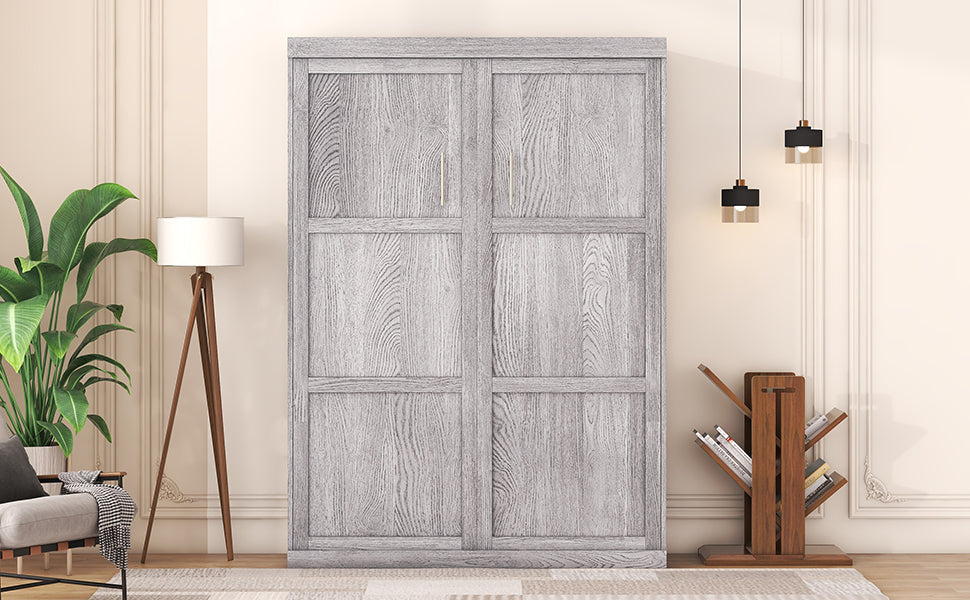 Full Size Murphy Bed, can be Folded into a Cabinet Gray - Korvel