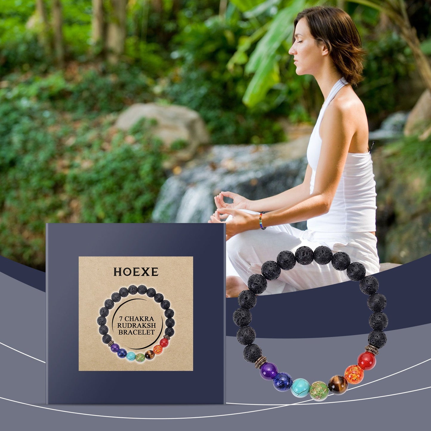 Pulsera Ajustable de Piedra Volcánica Colorida