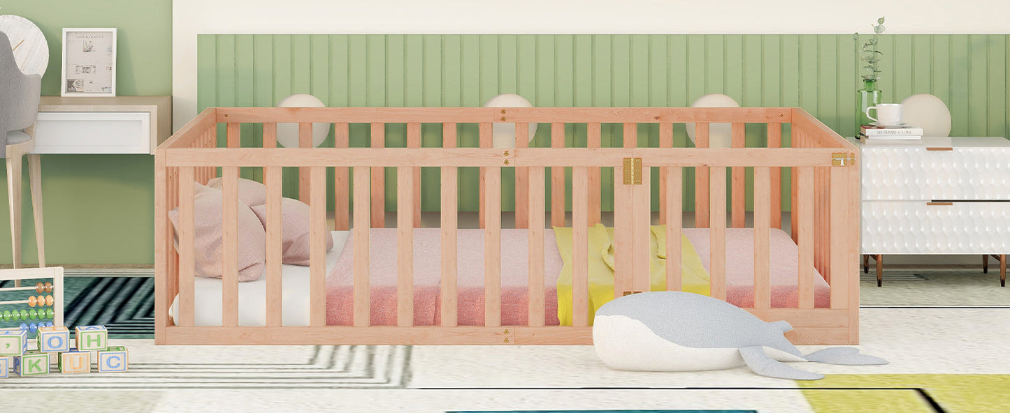 Full Size Wood Daybed Frame with Fence Natural(OLD SKU:WF289662AAM) - Korvel