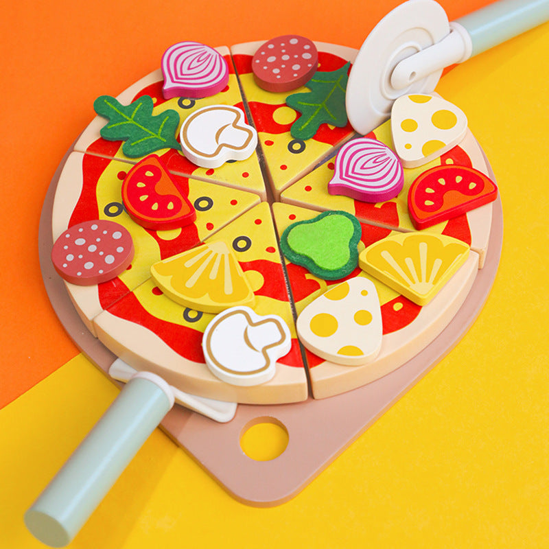 Children's early education puzzle play house simulation pizza fruits and vegetables joyful role-playing kitchen wooden toys - Korvel