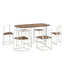 TOPMAX Modern 7-Piece Dining Table Set with Faux Marble Compact 55Inch Kitchen Table Set for 6  White+Cherry - Korvel