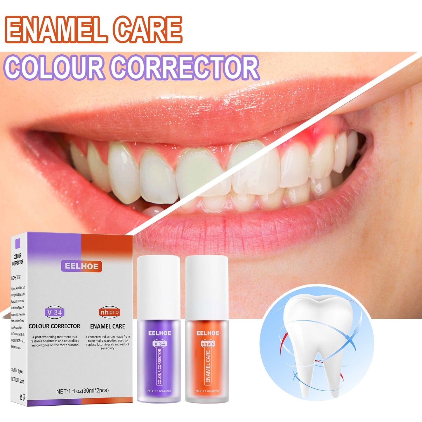 EELHOE V34 Purple Orange Toothpaste for Teeth Whitening