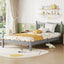 Twin Bed with Column-Decoration Headboard, with Bed Slats,Grey - Korvel