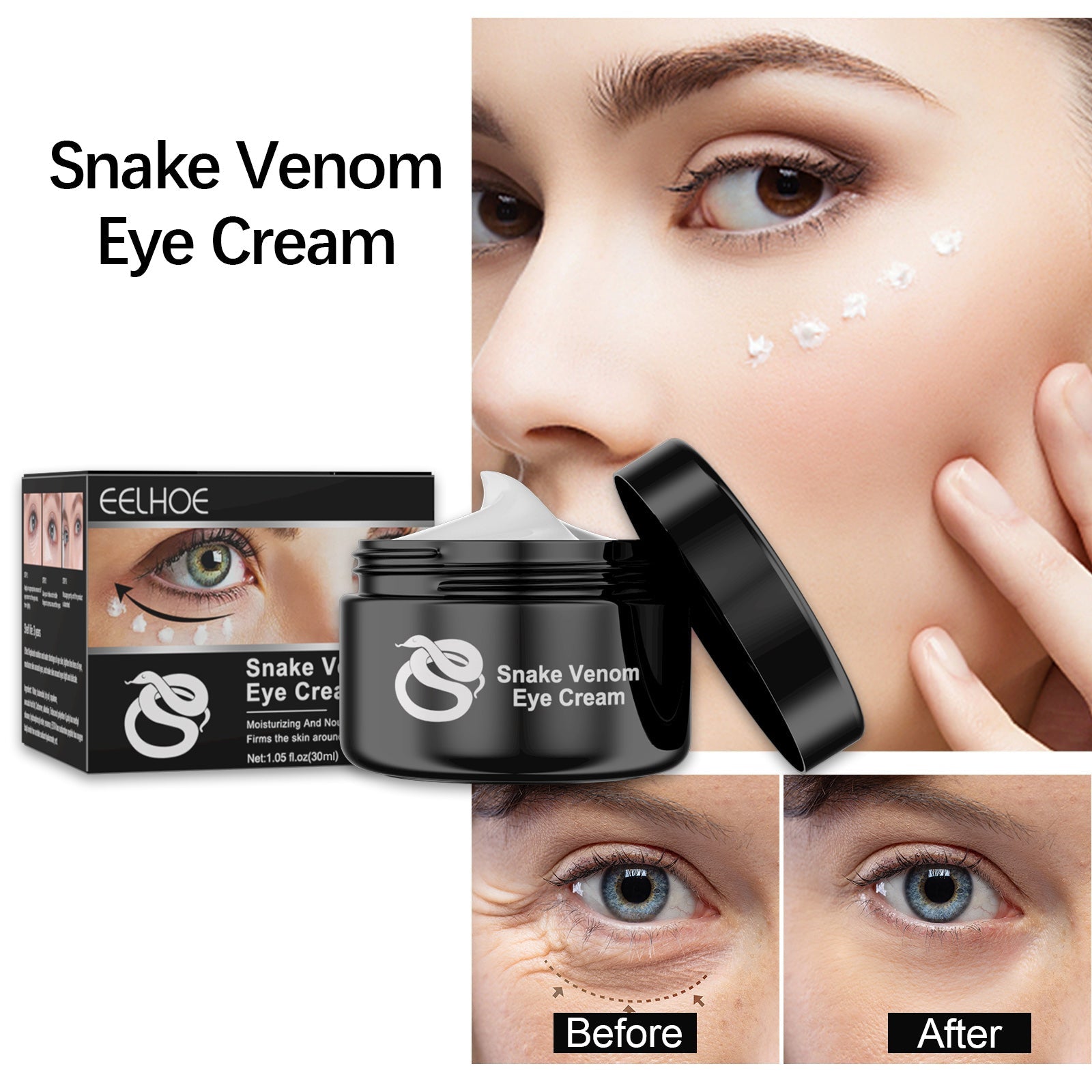 Snake Venom Eye Cream, Firming Eye Bags Hydrating And Reducing Fine Lines Eye Care Eye Cream - Korvel