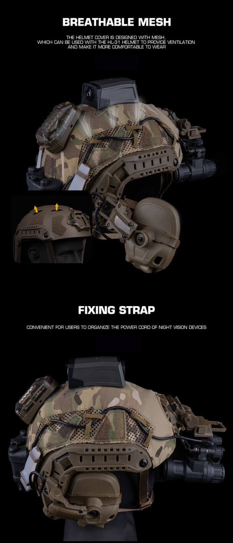 Housse de casque camouflage FAST SF Ultra-haut (Moyen)