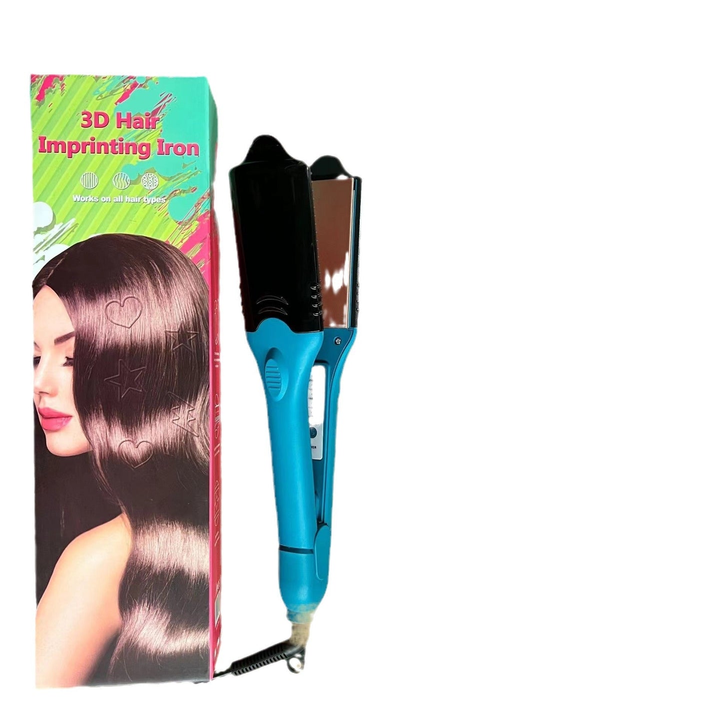 3D hair imprinting  3D Hair Press Iron Hair Straightener Electric Straightening Curling Imprinting 3D Hair Crimper - Korvel