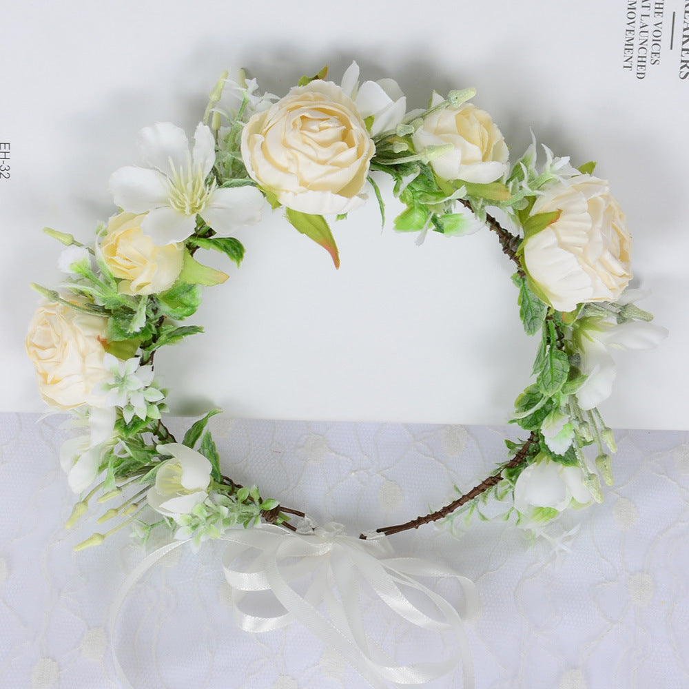 Hawaiian Wreath Wreath Simulation Flower Headwear Forest Fairy Girl Style Scenic Area Photo Headflower - Korvel