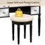 GO 43" Dressing Table Set with Mirrored Drawers and Stool, Tri-fold Mirror, Makeup Vanity Set for Bedroom, Black - Korvel