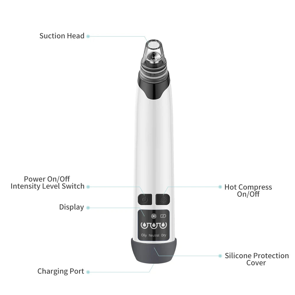 Hot Compress Blackhead Remover Vacuum Suction Acne Pore Cleaner Electric Nose Face Deep Cleansing Skin Care Device Birthday Gift - Korvel
