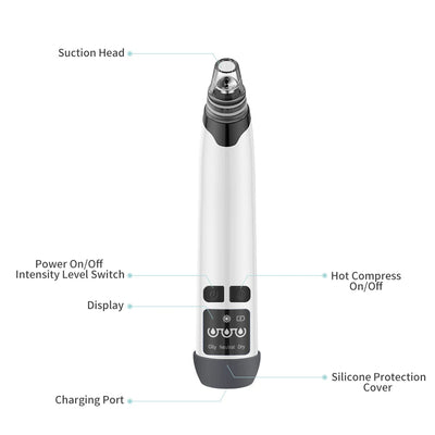 Hot Compress Blackhead Remover Vacuum Suction Acne Pore Cleaner Electric Nose Face Deep Cleansing Skin Care Device Birthday Gift - Korvel