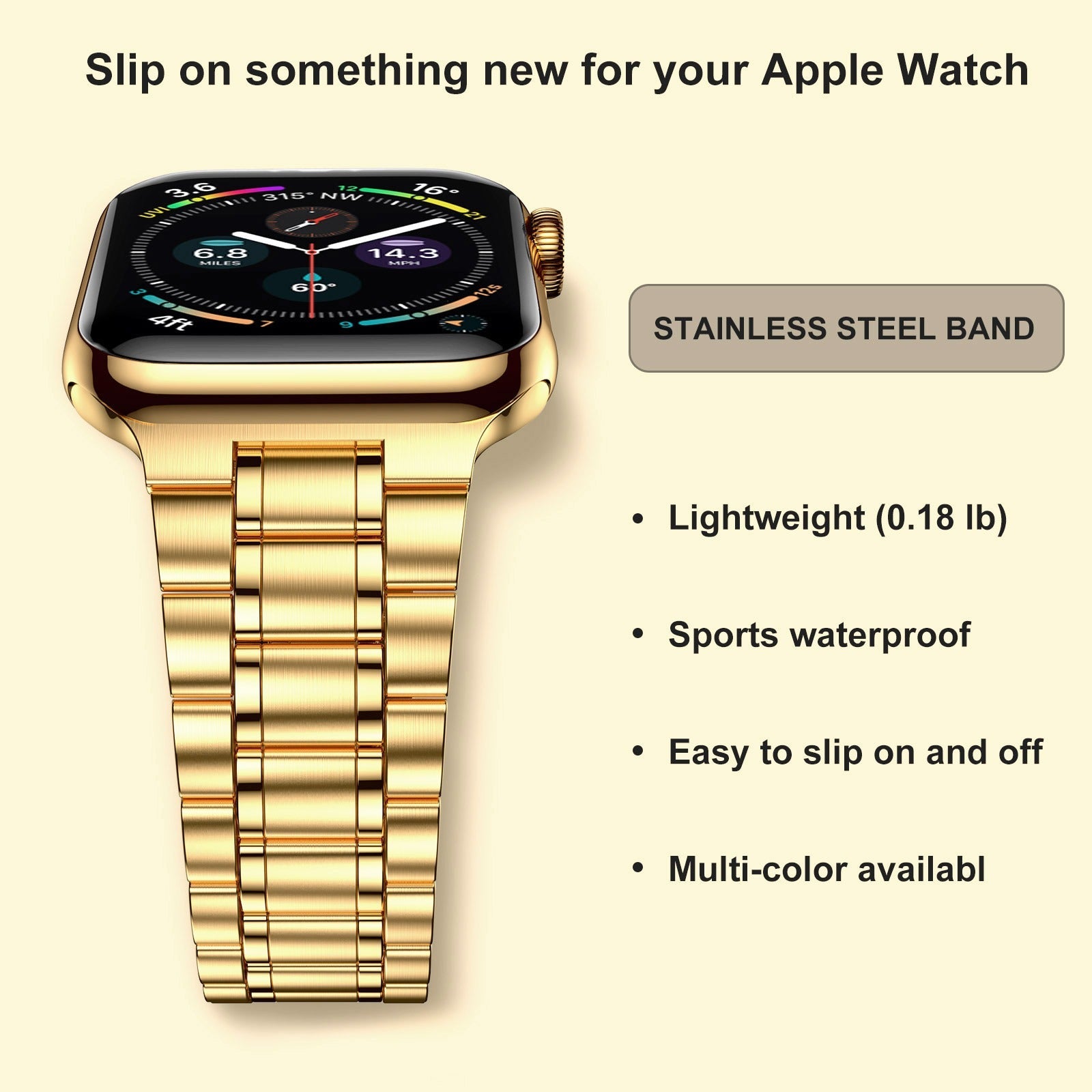 Suitable For Apple Watch S 3 4 5 iwatch S 7 8 9 Stainless Steel Metal Fine Steel Watch Chain With Five Beads - Korvel