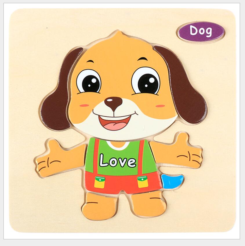 3D Puzzle Wooden Toys For Children Cartoon Animal Vehicle Wood Jigsaw Kids Baby Early Educational Learning Toy #L505 - Korvel