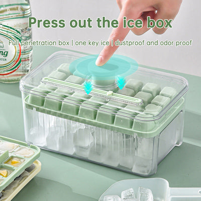 Press Type Ice Cube Ice Box Refrigerator Ice Cube Artifact Silicone Mold With Cover Household Sealed Food Grade Ice Maker - Korvel