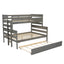 Wood Twin over Full Bunk Bed with Trundle - Gray