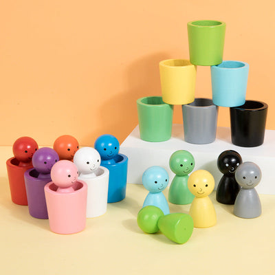 Children's Color Little People Classification Cup Stacking Joy Kindergarten Baby Hand Eye Coordination Training Puzzle Toy - Korvel