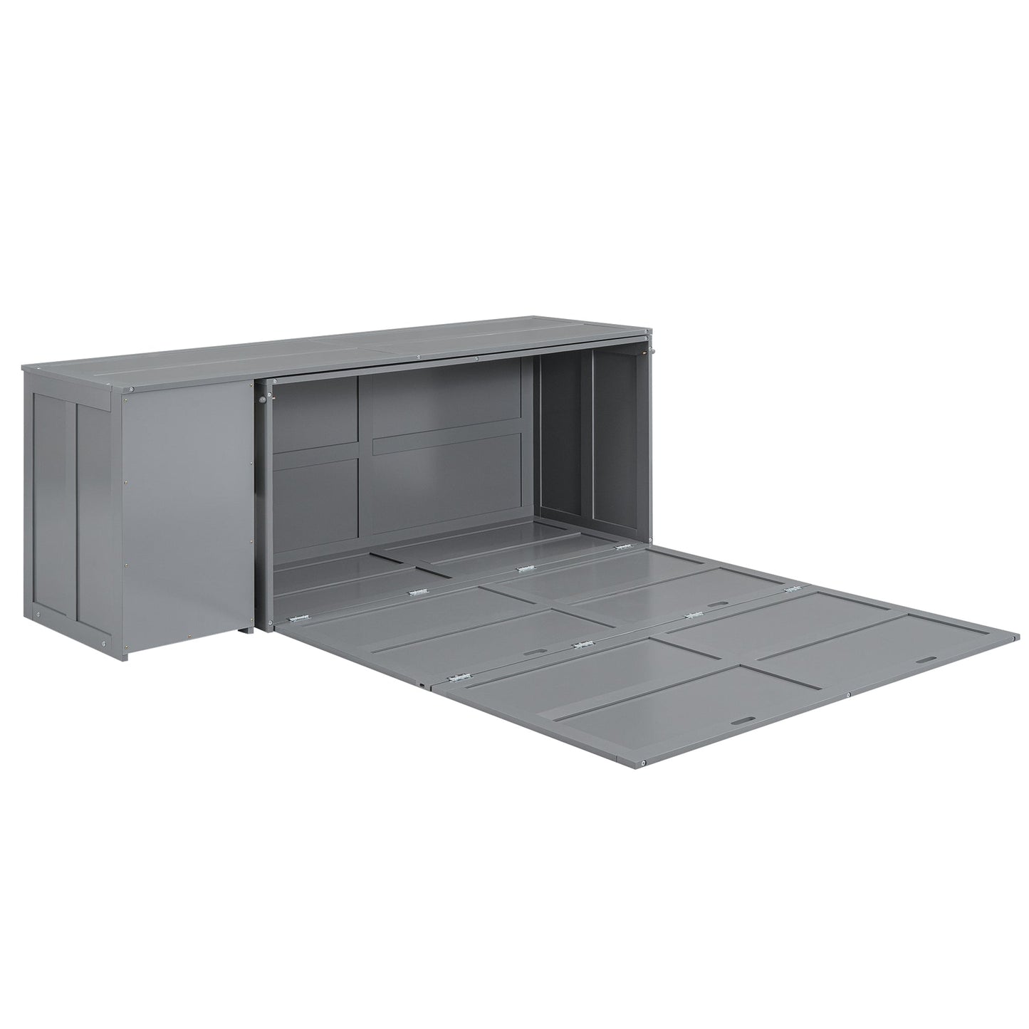 Queen Size Murphy Bed with Rotable Desk  Gray - Korvel