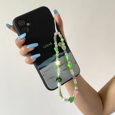 Minimally contrasting color patchwork bag, handmade hanging rope, ethnic style bead mushroom hanging decoration - Korvel
