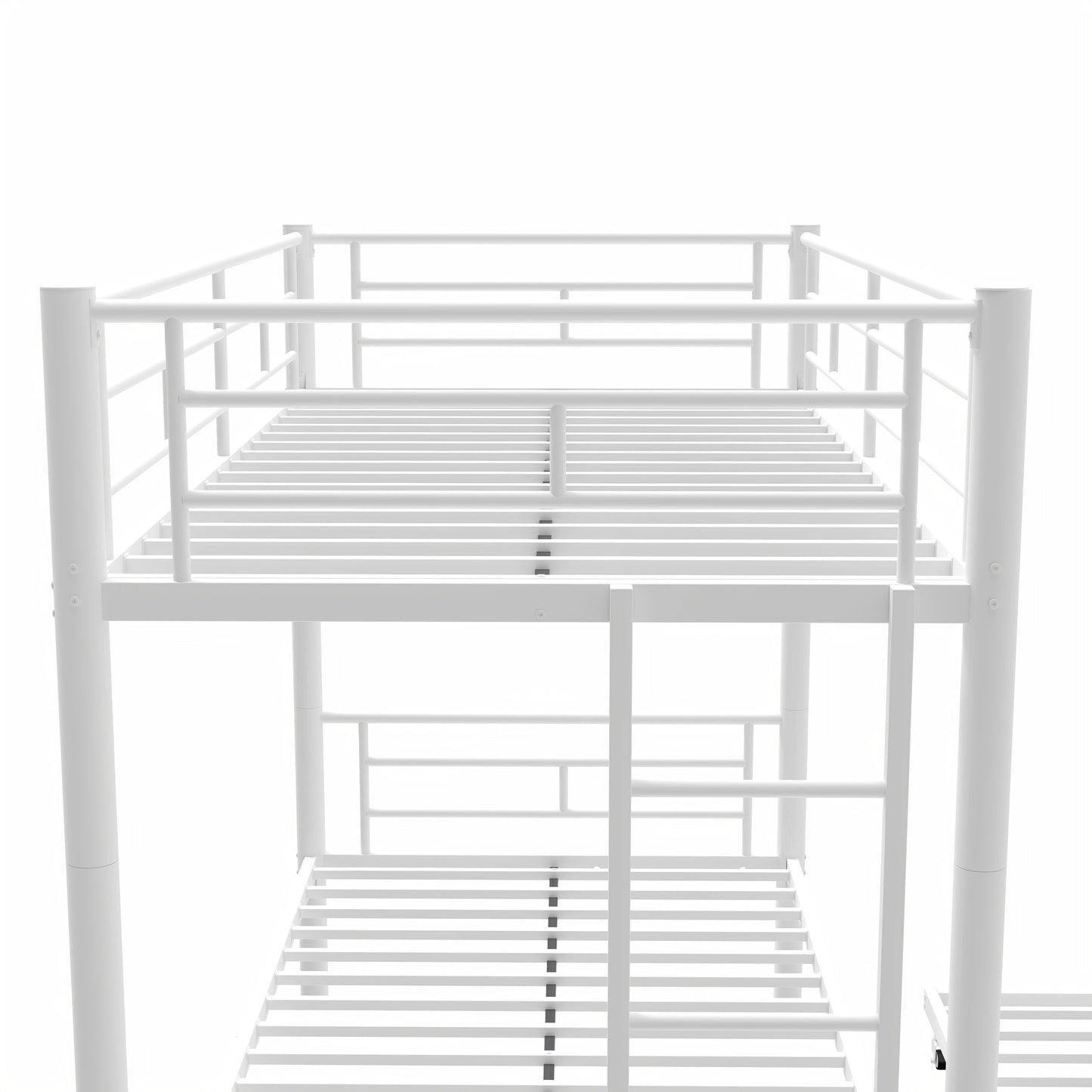 Cama litera resistente de dos camas individuales con cama nido - Blanca