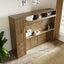 Full Size Murphy Bed with Wardrobe, Drawers and Open Shelves, Antique Grey - Korvel