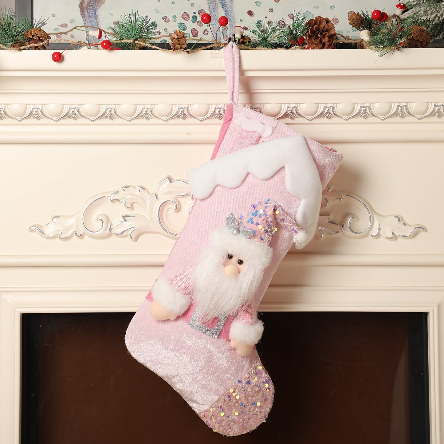Premium Pink Sequin Christmas Stocking for Kids