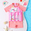 Girls' Cartoon One-Piece Swimsuit - Short Sleeves