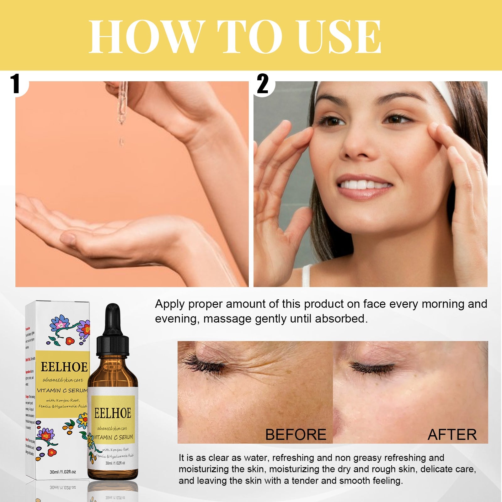 Vitamin C Essence, Brightens Skin, Moisturizes Shrink Pores Firming And Anti-Wrinkle Solution - Korvel